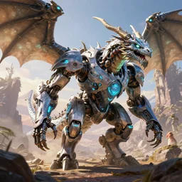 dragon machine mecanical creature robot of horizon forbidden west horizon zero dawn bioluminiscence global illumination ray tracing hdr fanart arstation by ian pesty and alena aenami artworks in 4 k