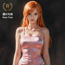 digital painting of a gorgeous anime one piece nami portrait, bodycon dress, clear clean face by Ross Tran