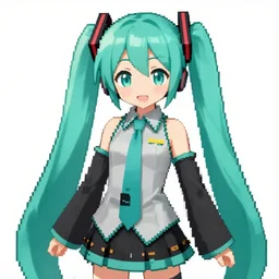 hatsune miku v 4, pixel art