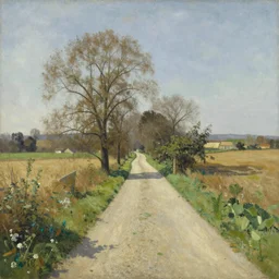 a country path in the style of Samuel Palmer