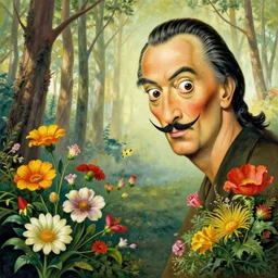 flowers and forest art by s dali