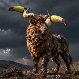 minotaur with toucan beaks for horns
