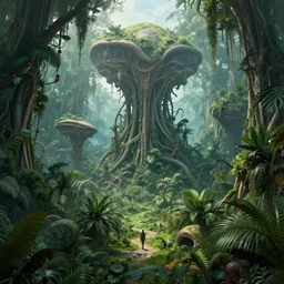 epic, ultra detailed, hyper - real alien jungle by zaha hadid and greg rutkowski