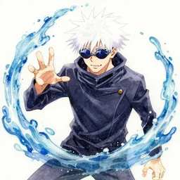 gojo from jujutsu kaisan domain expansion in water color painting