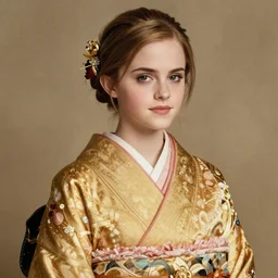 asian emma watson portrait, golden furisode, d & d, fantasy, intricate, elegant, highly detailed, digital painting, artstation, concept art, smooth, sharp focus, illustration, art by artgerm and greg rutkowski and alphonse mucha