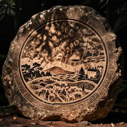 engraving of a circular frame stone aboriginal