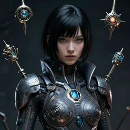 jet black haired cyberpunk girl, superhero, dramatic lighting, ultra realistic, intricate details, the fifth element artifacts, highly detailed by peter mohrbacher, allen williams, hajime sorayama, wayne barlowe, boris vallejo, aaron horkey, gaston bussiere,