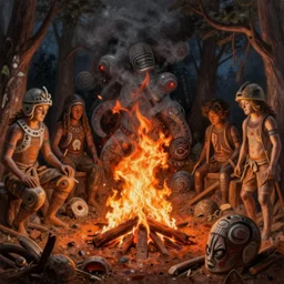 pauline hanson burning ancient aboriginal land and disrespecting rights, highly detailed painting extremely beautiful and aesthetic and detailed, with familiar sprites, chiaroscuro, intricate, masterpiece, fantasy illustrations by ilya kuvshinov and jeremy lipking and quentin mabille