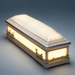 a glowing coffin, film still from the movie directed by denis villeneuve and david cronenberg with art direction by salvador dali and dr. seuss