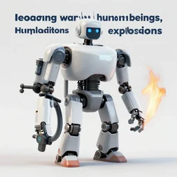 “ robots declaring war on human beings, explosions ”