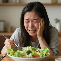 ermine crying over a salad