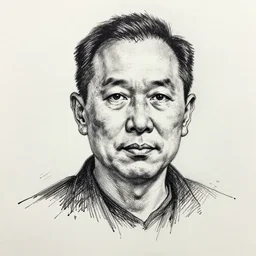portrait sketch, ballpoint pen, ink