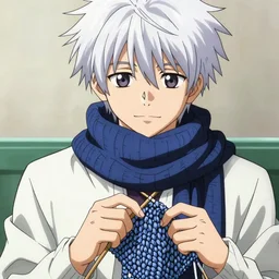anime light yagami knitting a scarf
