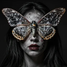 Face decaying moth darkart creepy 8k