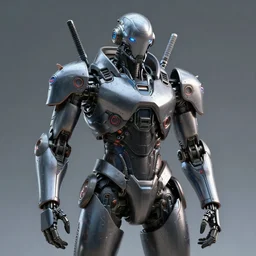 futuristic samurai robot in cyberpunk style, photorealistic, 8k, detailed