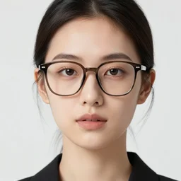 woman in glasses at the top of head