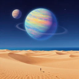 a desert and an ocean on a strange planet, by bruce pennington, by sam freio, by thomas rome, by victor mosquera, juxtapoz, behance, dayglo, prismatic, iridescent