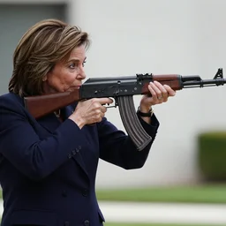An ultradetailed picture of Tsai Ing-wen shooting Nancy Pelosi with AK47, 4k