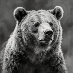 painted portrait of a beast bear in monochrome