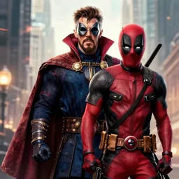 dr strange meets deadpool illustration foto realistic