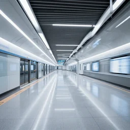 an empty futuristic subway station