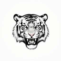 professional logotype of a tiger head as a doodle sketch in black ink