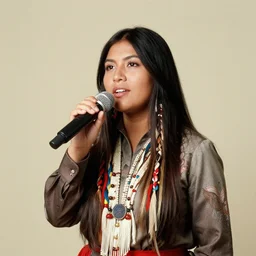 studio portrait of a young and beautiful female singer of native american descent taken in 1 9 7 8