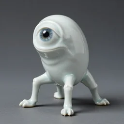 monster hybrid creature with one eye and three legs. porcelain, jan van eyck, karl blossfeldt