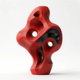 one abstract sculpture, solid colors using only red and black, pure white background, intricate details, unreal engine - n 2 0