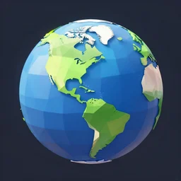 low poly image of the earth, octane render, isometric view