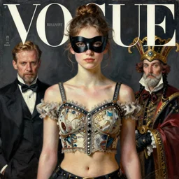 mage, vogue, elle, masquerade, greg rutkowski, john singer sargent, anime, trending on artstation, oil painting, intricate, crop top