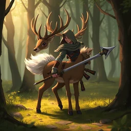 an anthropomorphic medieval deer assassin with a fluffy tail in the forest, trending on artstation, trending on furaffinity, digital art, by kawacy, anime, furry art, warm light, backlighting, cartoon, concept art