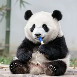 ( ( ( ( (! a panda bear! ) ) ) ) ) wearing blue lipstick!!!!!!!!!!!!!