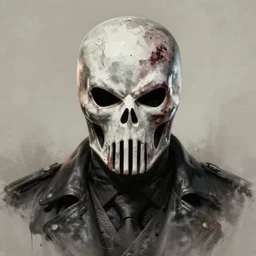 sad portrait of frank castle the punisher, bruised, face paint, intricate, elegant, highly detailed, centered, grungy, digital painting, artstation, concept art, smooth, sharp focus, illustration, artgerm, tomasz alen kopera, artstation, boris vallejo