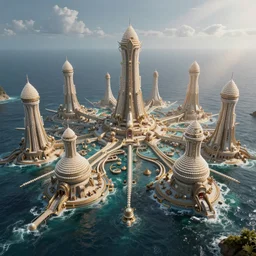 an intricate concept art of a large structure tribal pearl farm houses in the ocean, artstation, photorealistic movie still, sci - fi, hyper realistic, concept art, art by dylan cole, feng zhu, artgerm, greg rutkowski, cinematic lighting, octane render