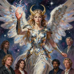 A mixed media painting of a celestial angelic warrior holding magical energy, very aesthetic, detailed face, by Diego Gisbert Llorens, Frank Frazetta, Greg Rutkowski, Boris Vallejo, Beeple, Lucas Graciano, digital art, steve argyle, peter Mohrbacher, Davi Blight, epic fantasy character art, high fantasy, CGsociety, exquisite detail, post-processing, low angle, masterpiece, cinematic