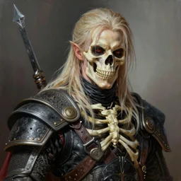ultra realistic portrait painting of skeletor as geralt of rivia, art by frank frazetta, 4 k, ultra realistic, highly detailed, epic lighting