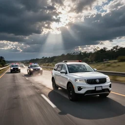 donald trump driving white suv, high speed chase freeway, police cars, ap news photo