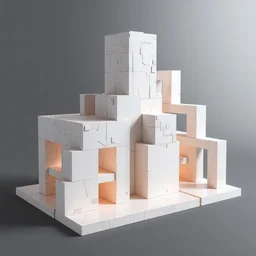 constructivism sculpture of building made of rectangle tetris, octane render, trending on artstation