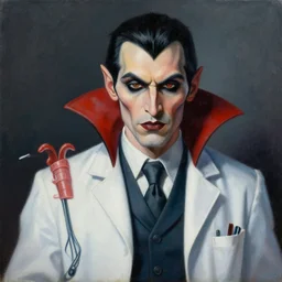 a modern painting of a vampire doctor, in the style of tim bradstreet, sharp focus, realism, intricate detail