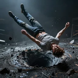 spaghettification of a man falling into a black hole, sharp focus, dynamic, cinematic lighting, highly detailed, artstation, divine, by gauthier leblanc, kazuya takahashi, huifeng huang