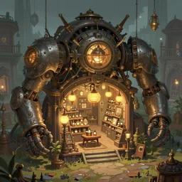 an intricate concept art, illustration, fantasy micro - world of an fantasy lamp store, large mechanical biomes, ultra photorealistic, ultra sharp, pinterest, artstation, cgsociety, pinterest, digital art, anime colors, style by ivan talavera, hyperrealistic, octane render, 8 k