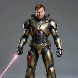 Walter White firing lasers from his cybernetic battle armor, highly detailed, centered, concept art, 4k