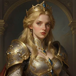 portrait of imogen poots as a paladin by zach sharts, deep focus, intricate, elegant, regal, highly detailed, digital painting, artstation, concept art, matte, sharp focus, illustration, gloomhaven, fantasy, hearthstone, art by artgerm and greg rutkowski and alphonse mucha