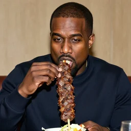 kanye west eating cevapi, high quality photography