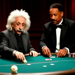 Albert Einstein playing poker with will Smith