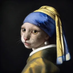 a cat portrait by Johannes Vermeer