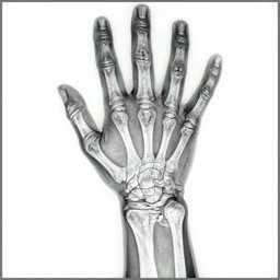 back x - ray of hands and wrist position right on the image, white background, album cover