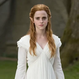 still of emma watson as an elfvin the lord of the rings ( white dress )