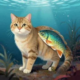 A cat with the body of a fish